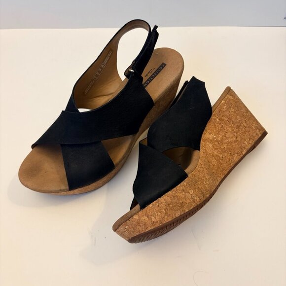 Clark's Women's Black Platform Wedge Sandal Size 7.5M - Picture 5 of 9